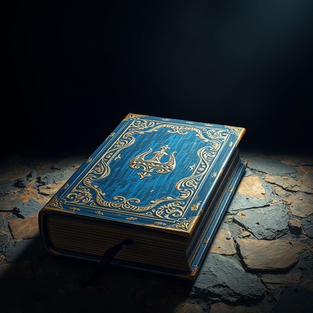 Ancient Tome in Cobalt Blue and Gold