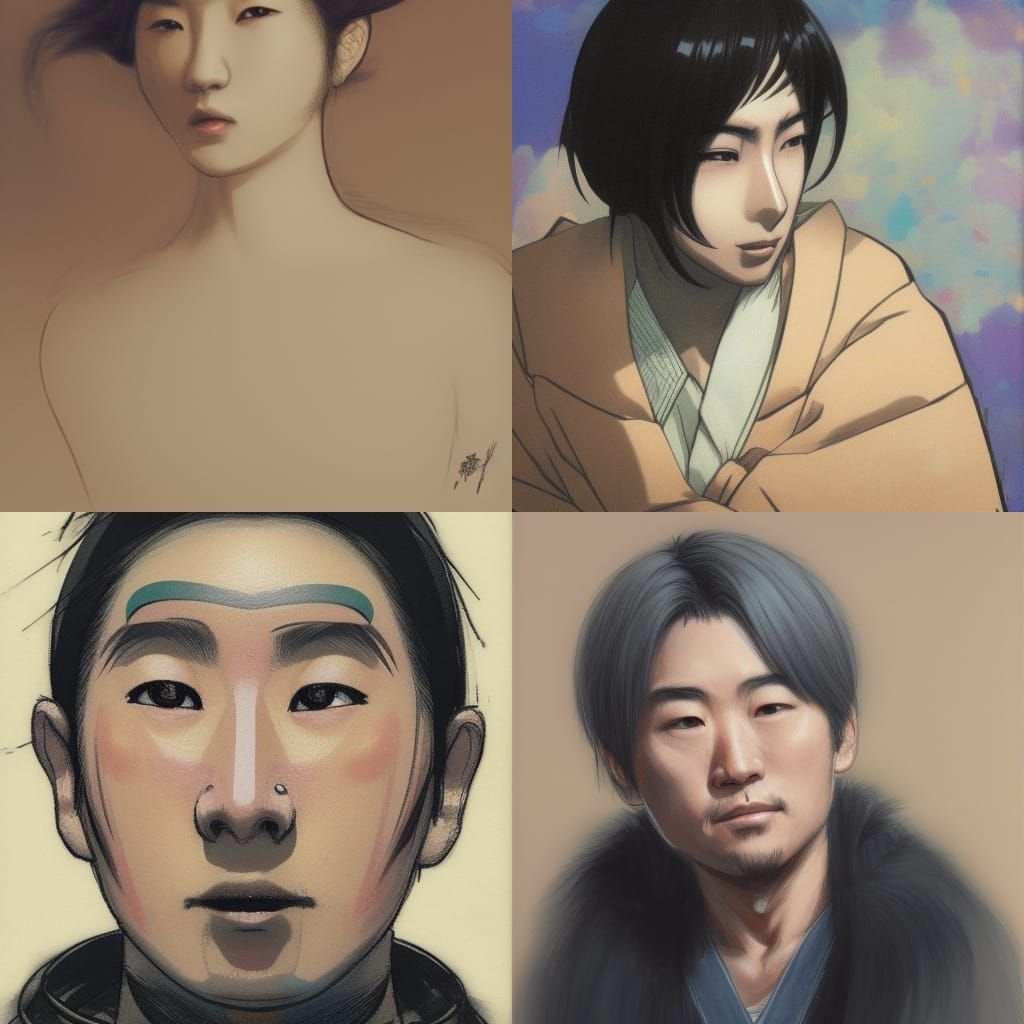 Muzan Kibutsuji Portrait in Hyperdetailed Art Style