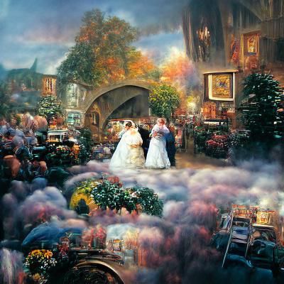 Idyllic Village Scene in Kinkade Style