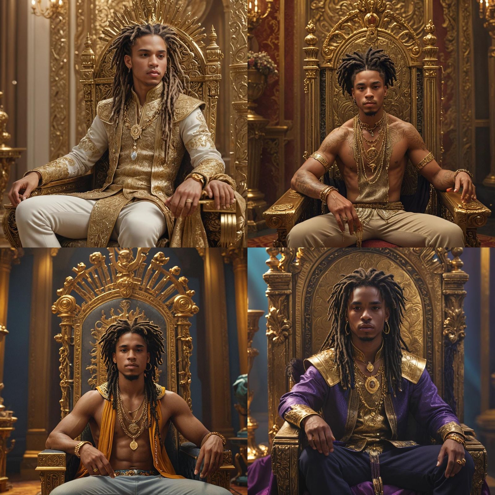 Young Black Prince in Throne Room: 3D Digital Art