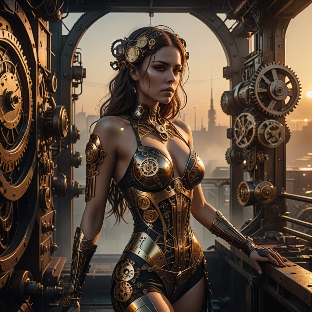 Steampunk Goddess in Gears and Brass Bikini