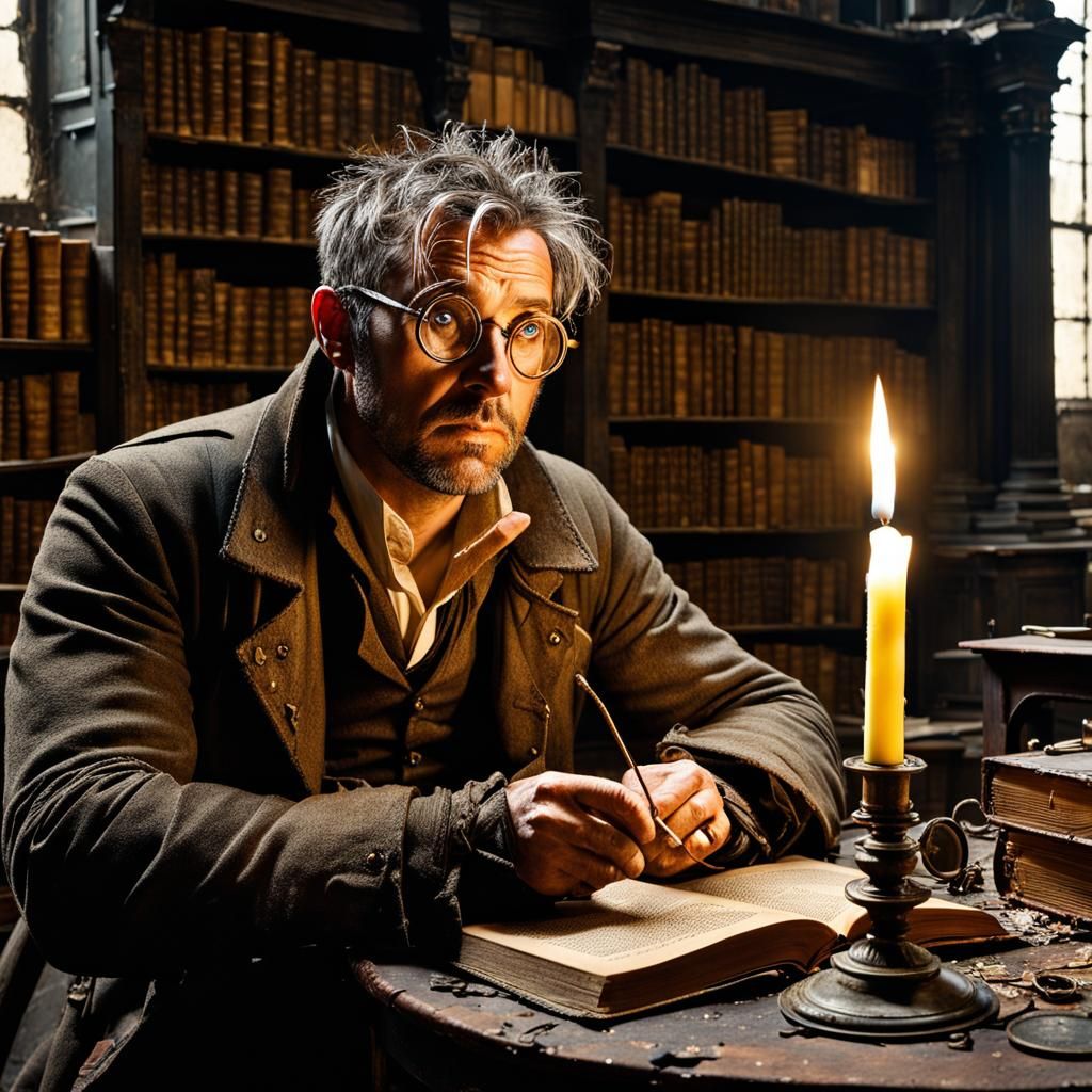 Post-Apocalyptic Tinkerer in Ruined Library