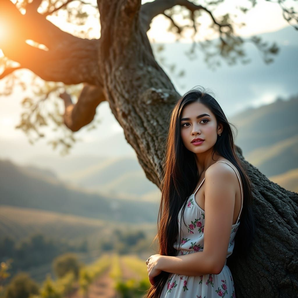 Italian Beauty Amidst Dawn's Golden Glow