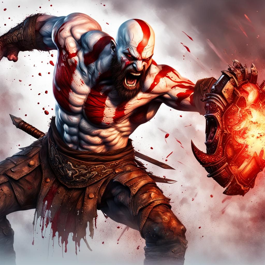 Kratos vs Predator: Hyperrealistic Bloody Battle