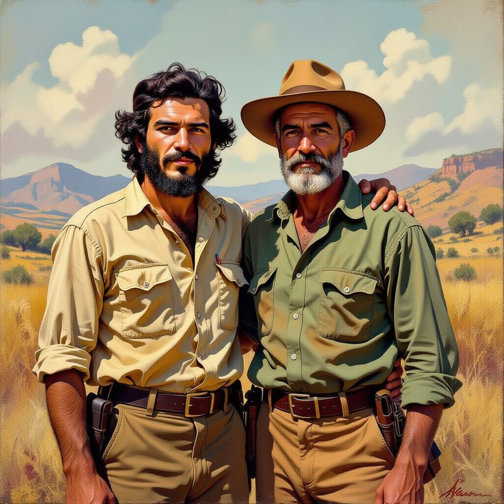 Che Guevara and Yahya AlSinwar: A Rivera-esque Portrait