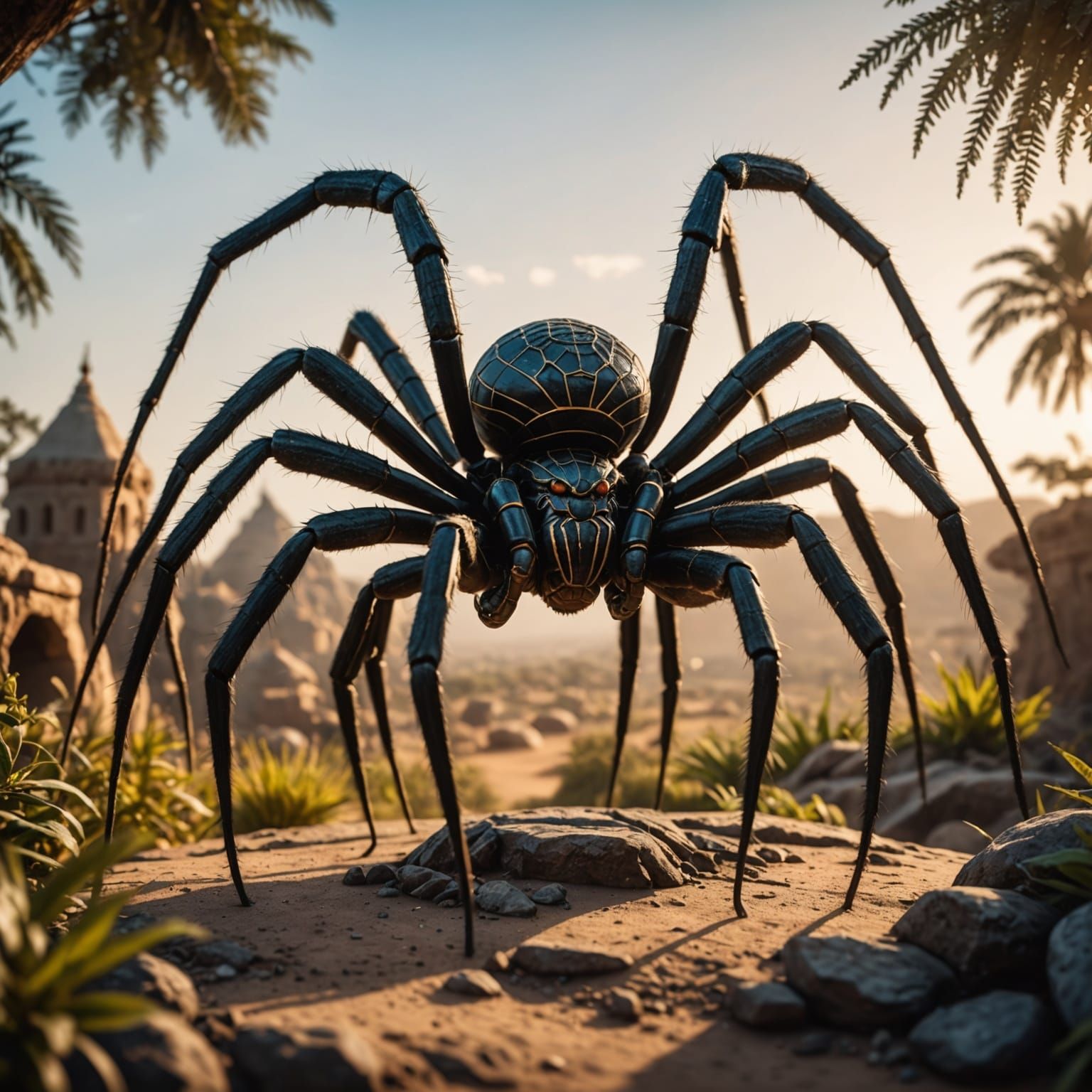 African Fantasy Kingdom with Spider Monument