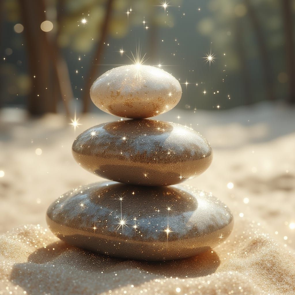 Stacked Cosmic Stones in Zen Style