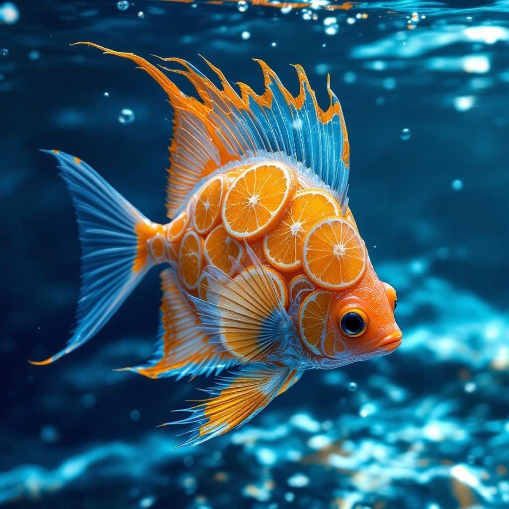 Orange Angelfish: Hyperrealistic Aquatic Concept Art