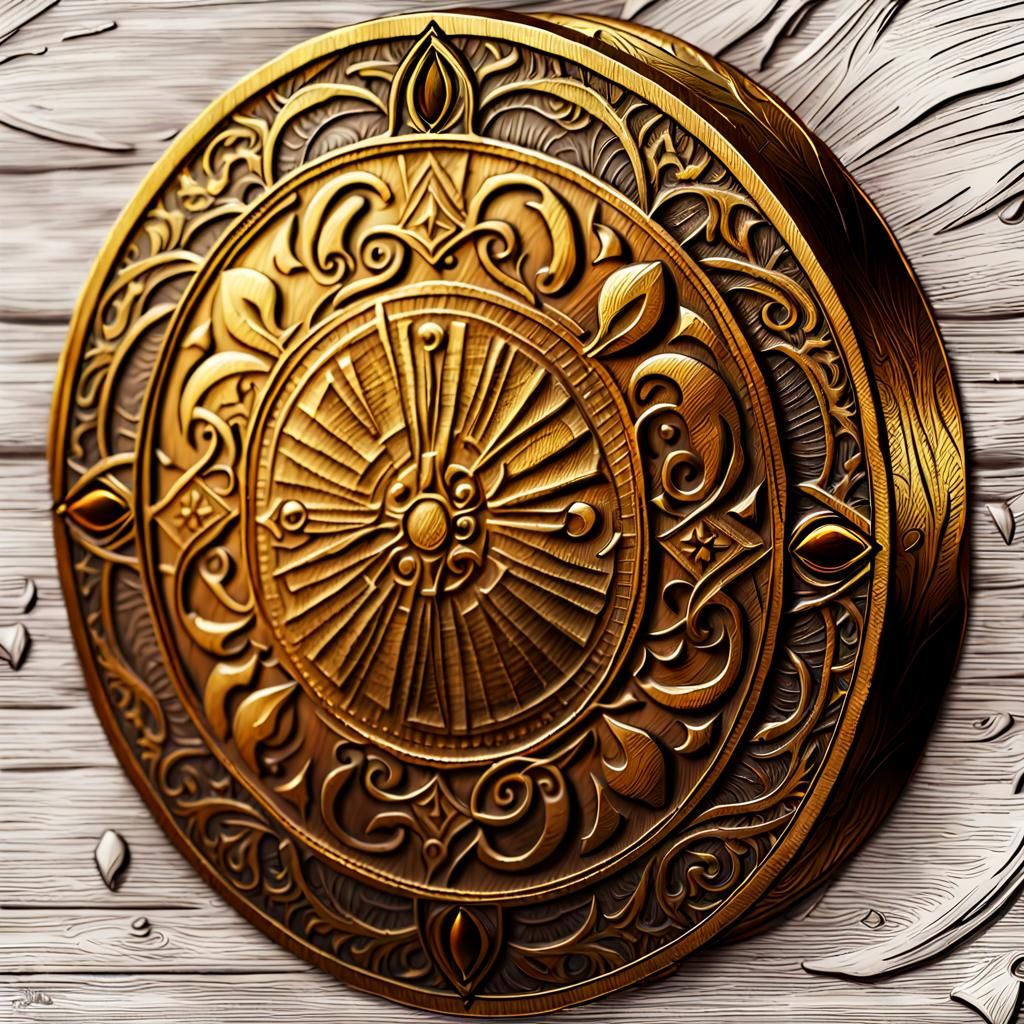 Ancient Gold Coin Relic with Intricate Engravings