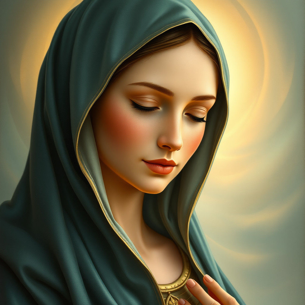 Elegant Virgin Mary with Golden Hues
