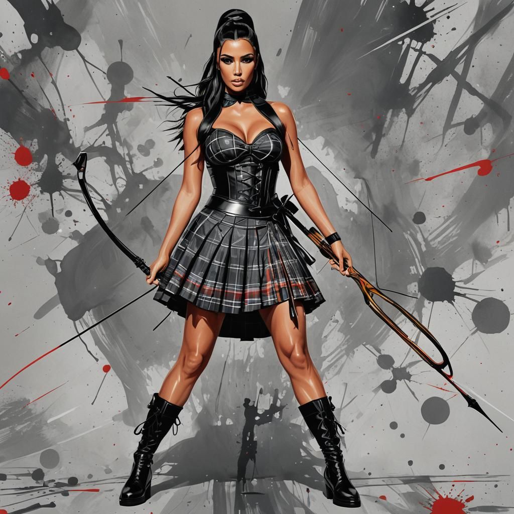 Femme Fatale Maid with Hypnotic Bow, in Digital Art Style