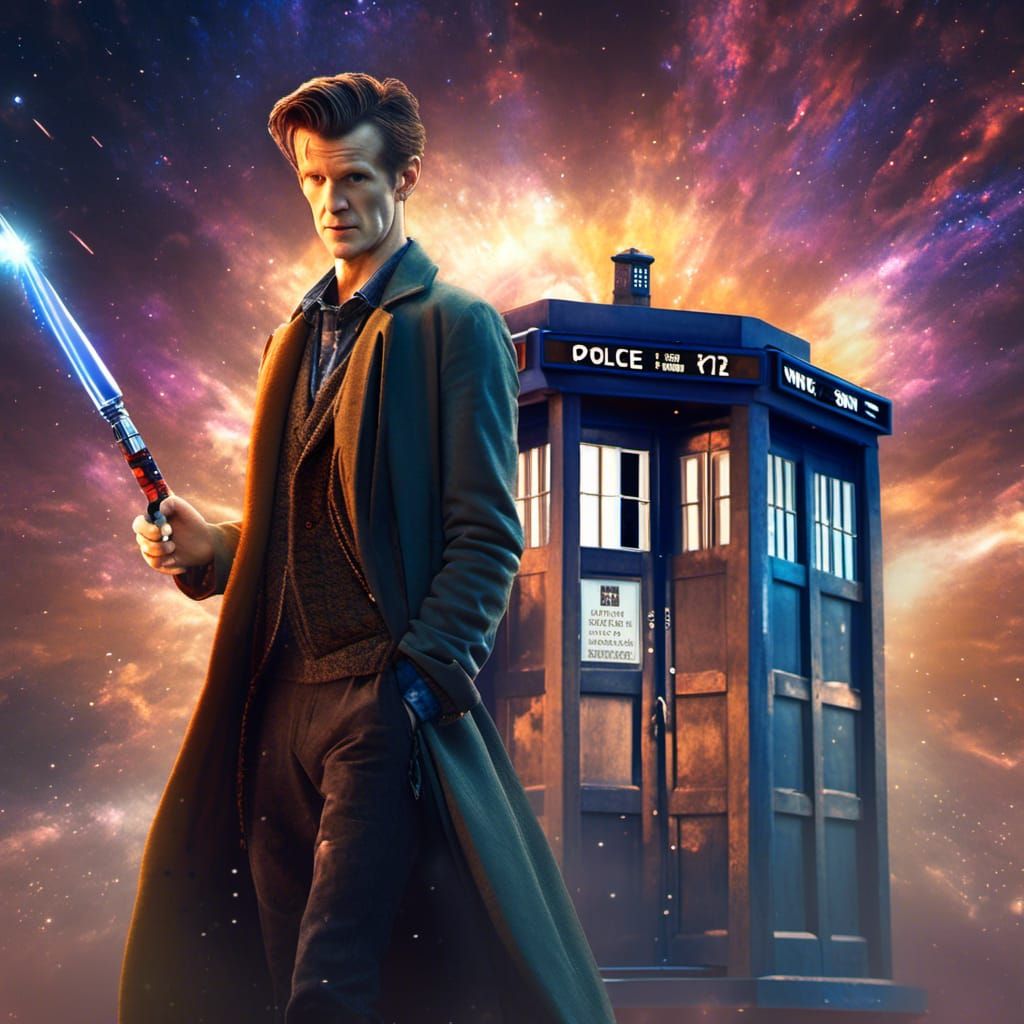 Matt Smith as Doctor Who with Sonic Screwdriver