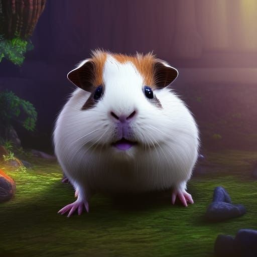Cute Guinea Pig in Detailed Matte Painting