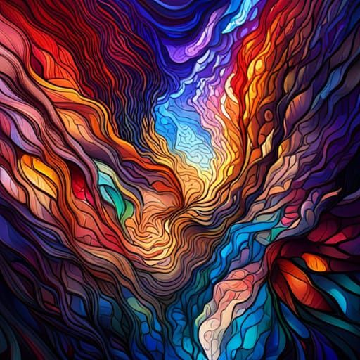 Hyperrealistic Cosmic Stained Glass Window Splash Art