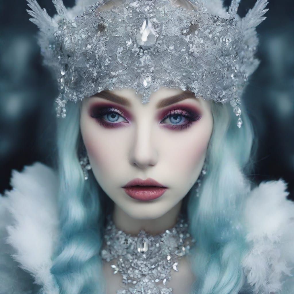 Lost Ice Princess in a Grimdark Fantasy Landscape