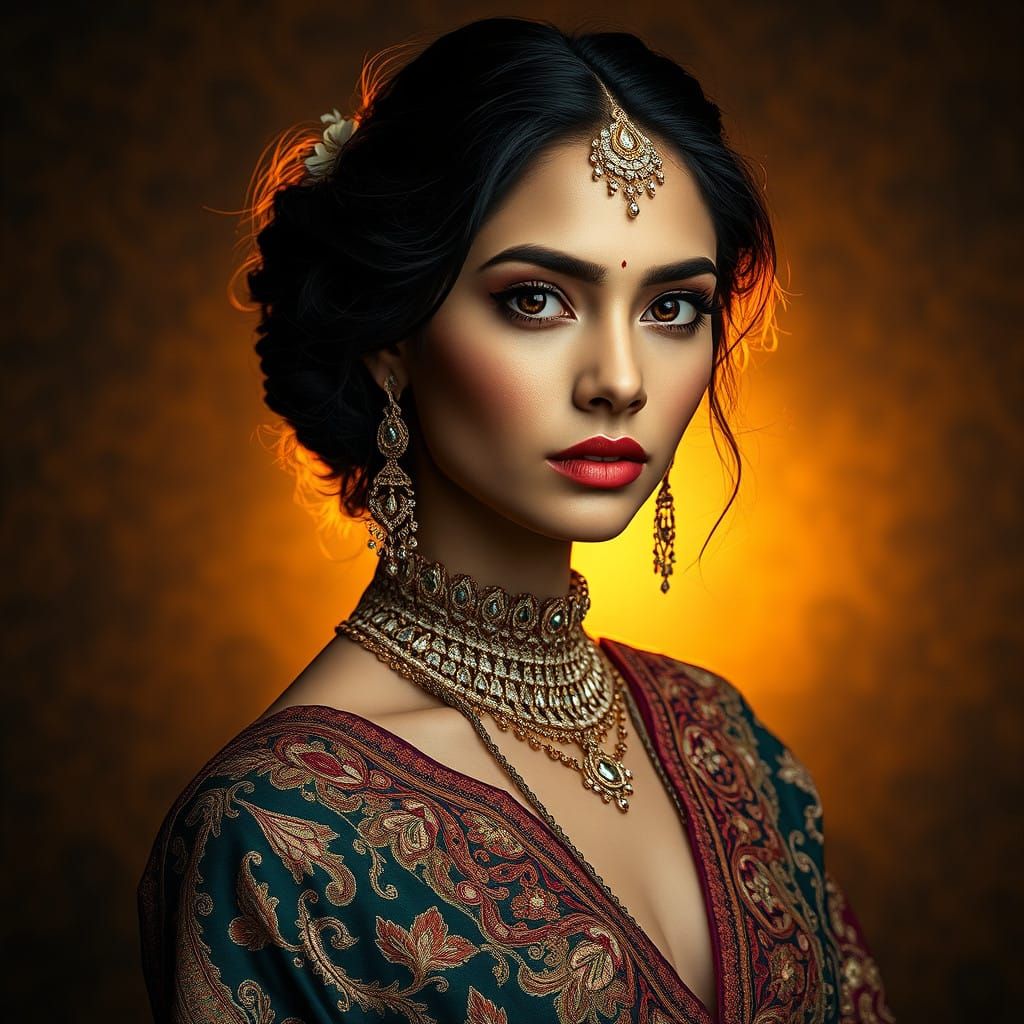 Luxury Portrait in Triadic Color Harmony