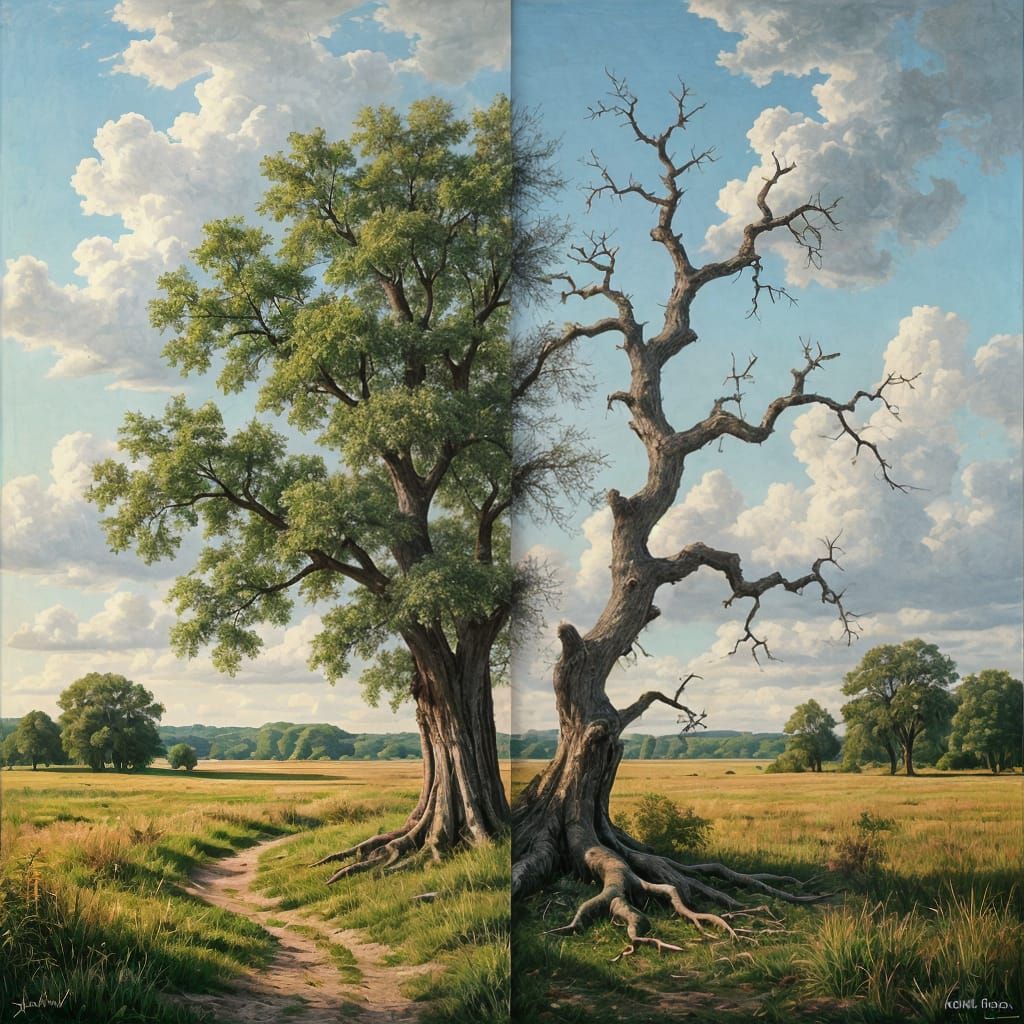 Tree of Life and Decay, Oil Painting