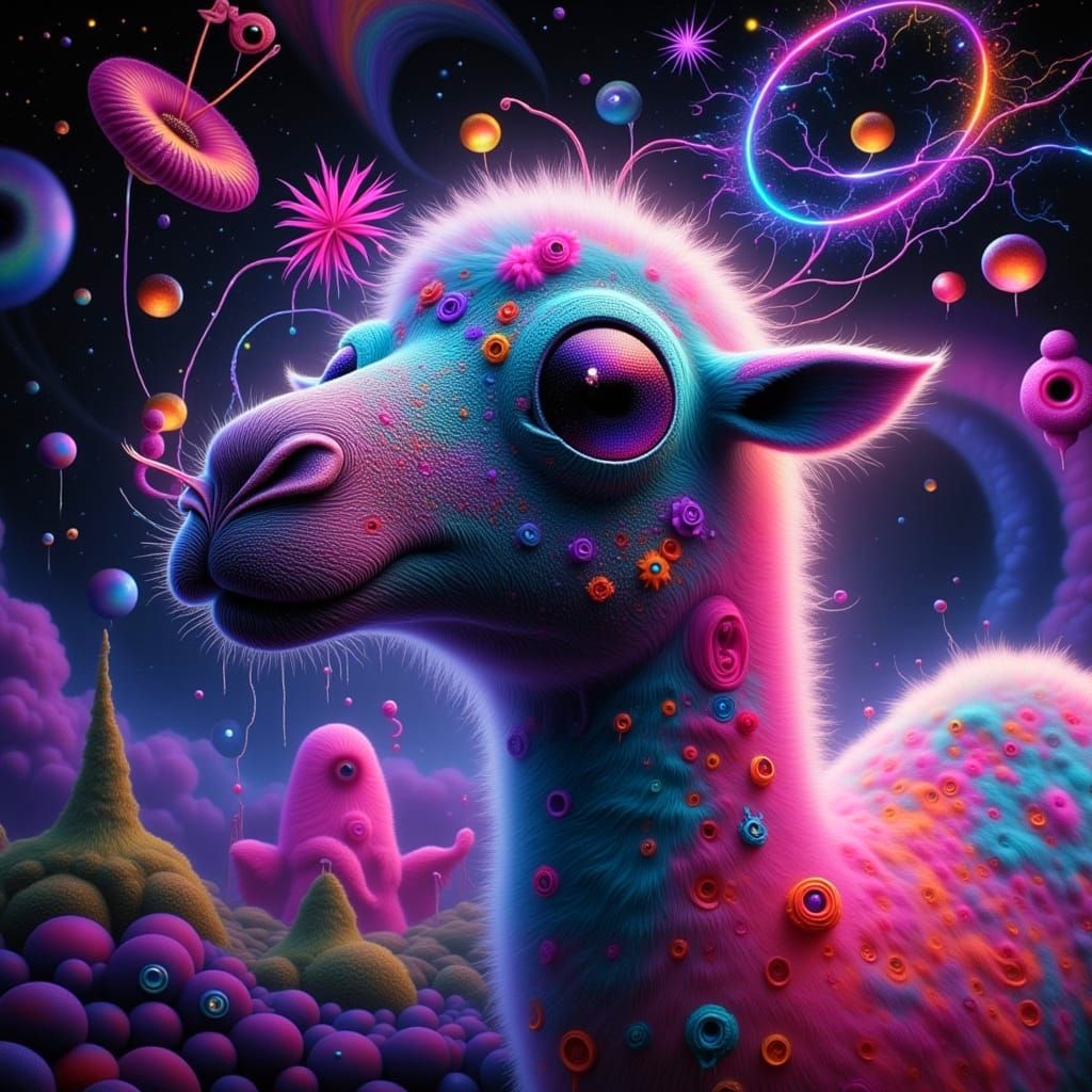 Gothic Camel in Neon Dreamscape