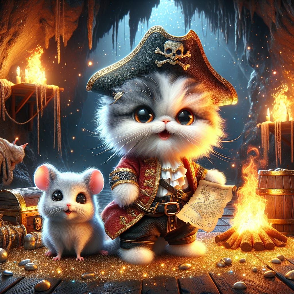 Pirate Kitten And Mouse