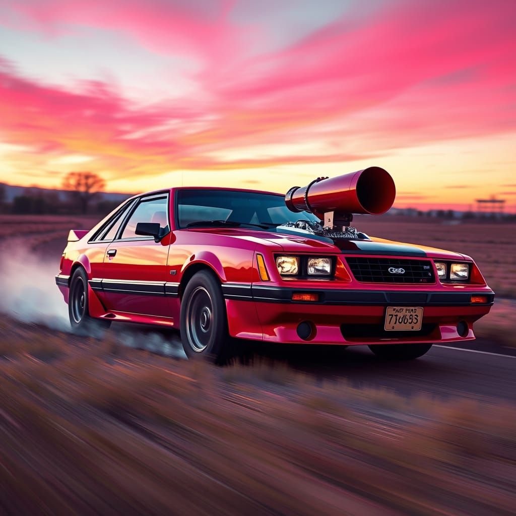 Sleek 1980 Ford Mustang Blows Through Futuristic Neon Landsc...