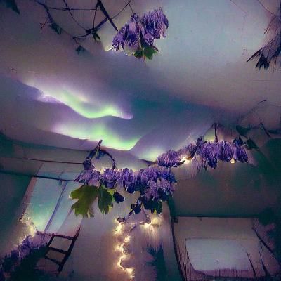 Luminous Auroras over Wisteria Field