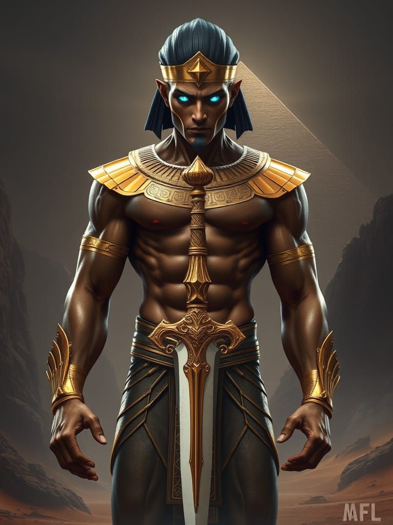 Majestic Egyptian Warrior of Bronze and Gold