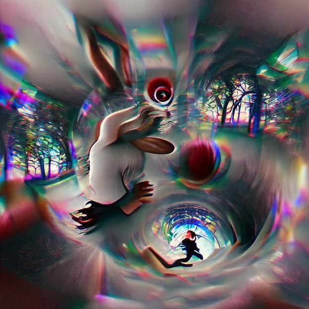 Surreal Rabbit Hole Descent Into Wonderland
