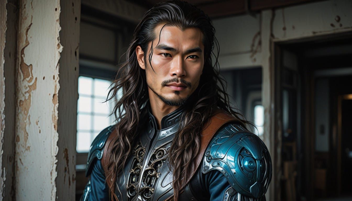 Handsome Asian Male Model in Vibrant Digital Painting Style