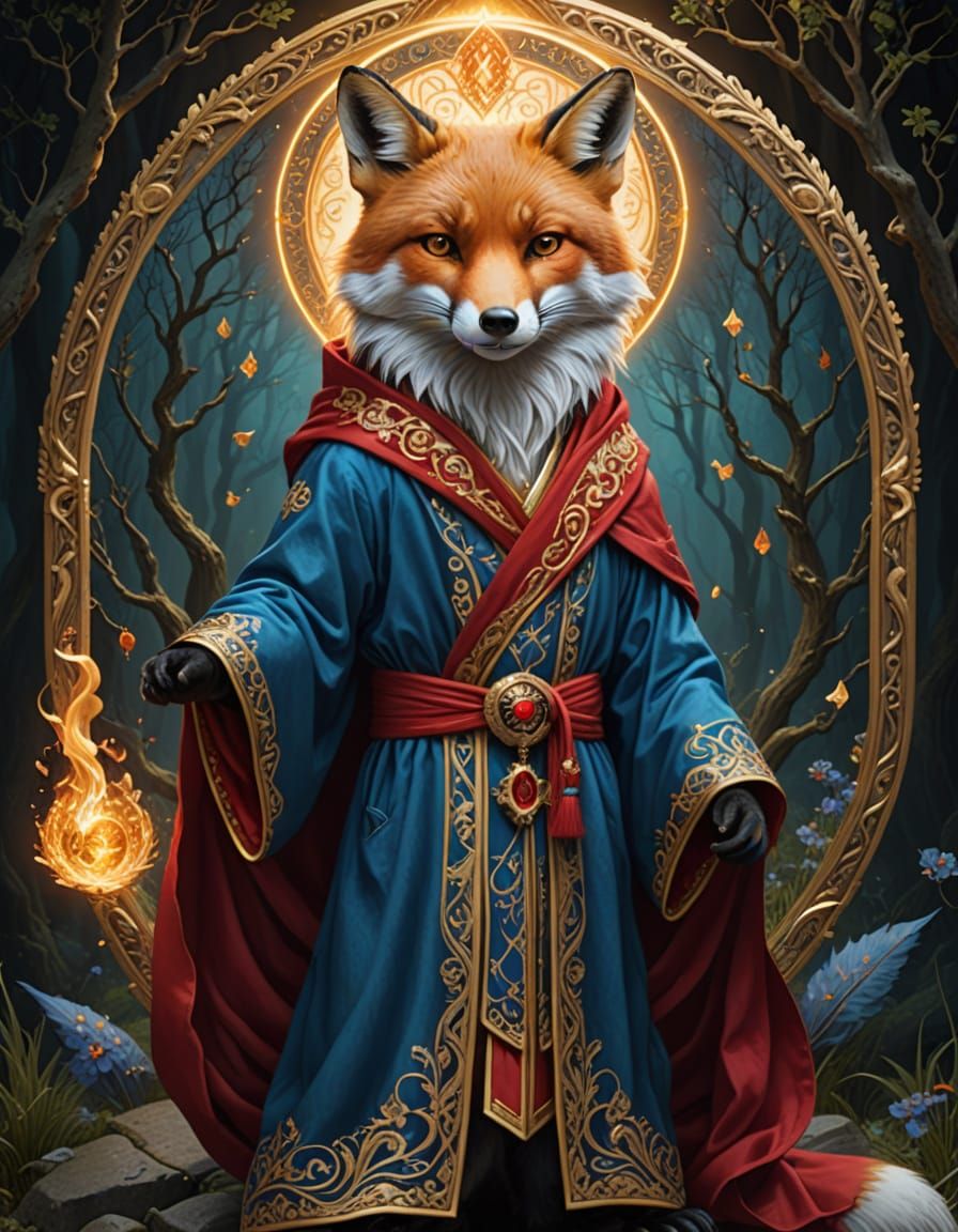 Magical Fox Conjuror in Scarlet Robe