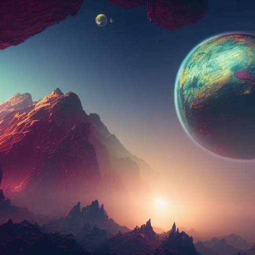 Fantastical Outer Space Matte Painting in Deep Color