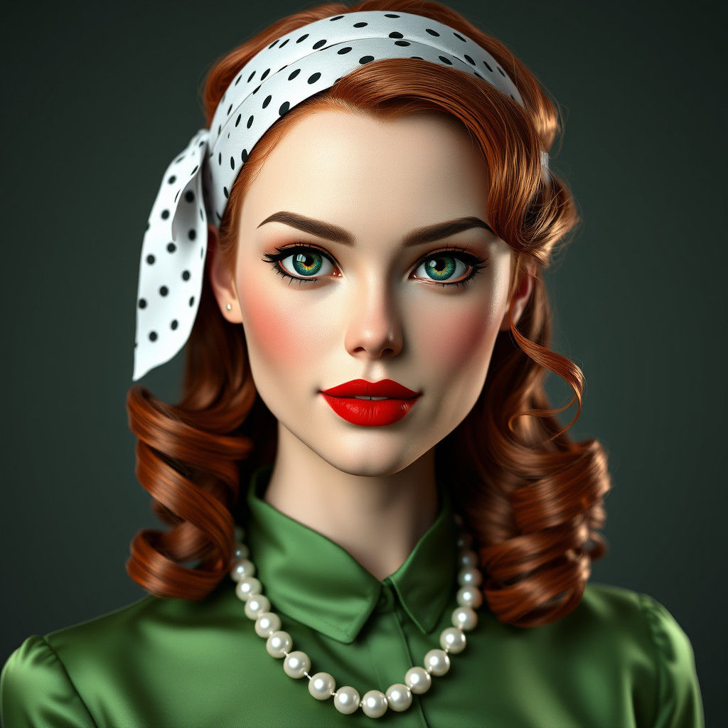 Refined 3D Portrait of Woman with Auburn Hair