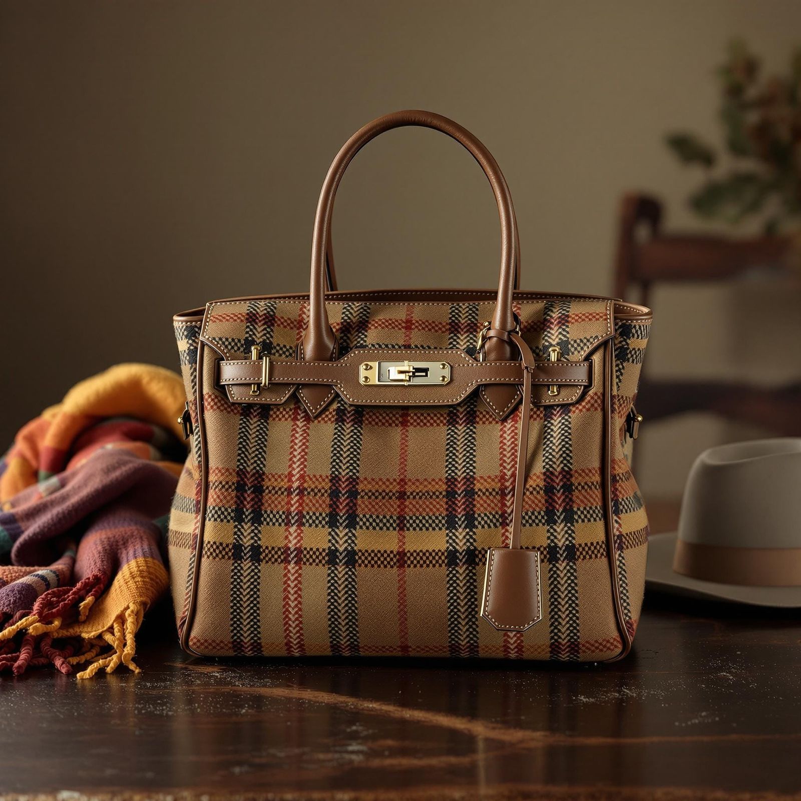 Luxurious Harris Tweed Handbag in Warm, Earthy Tones