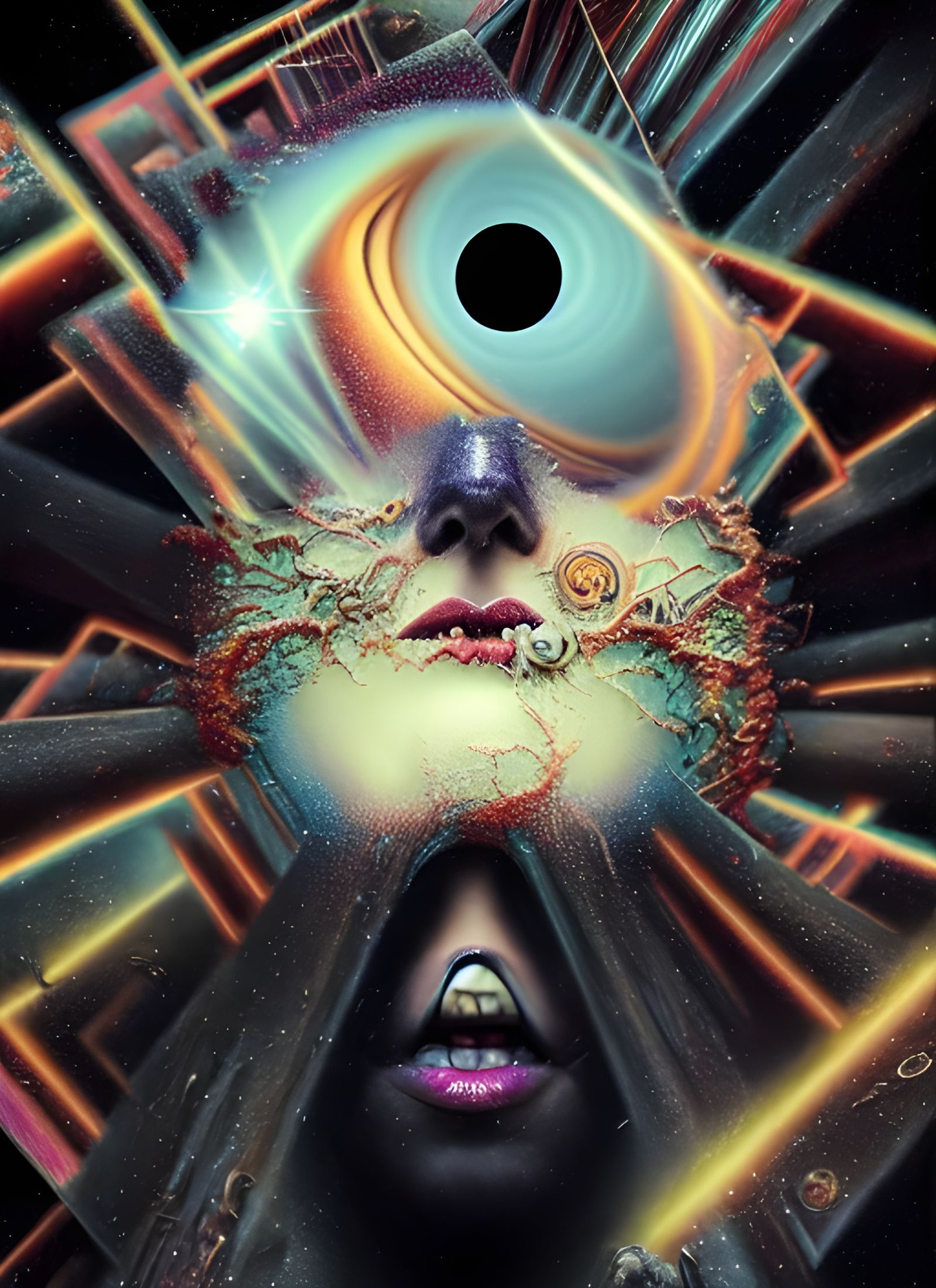 Spectacular Black Hole Consuming Light and Space