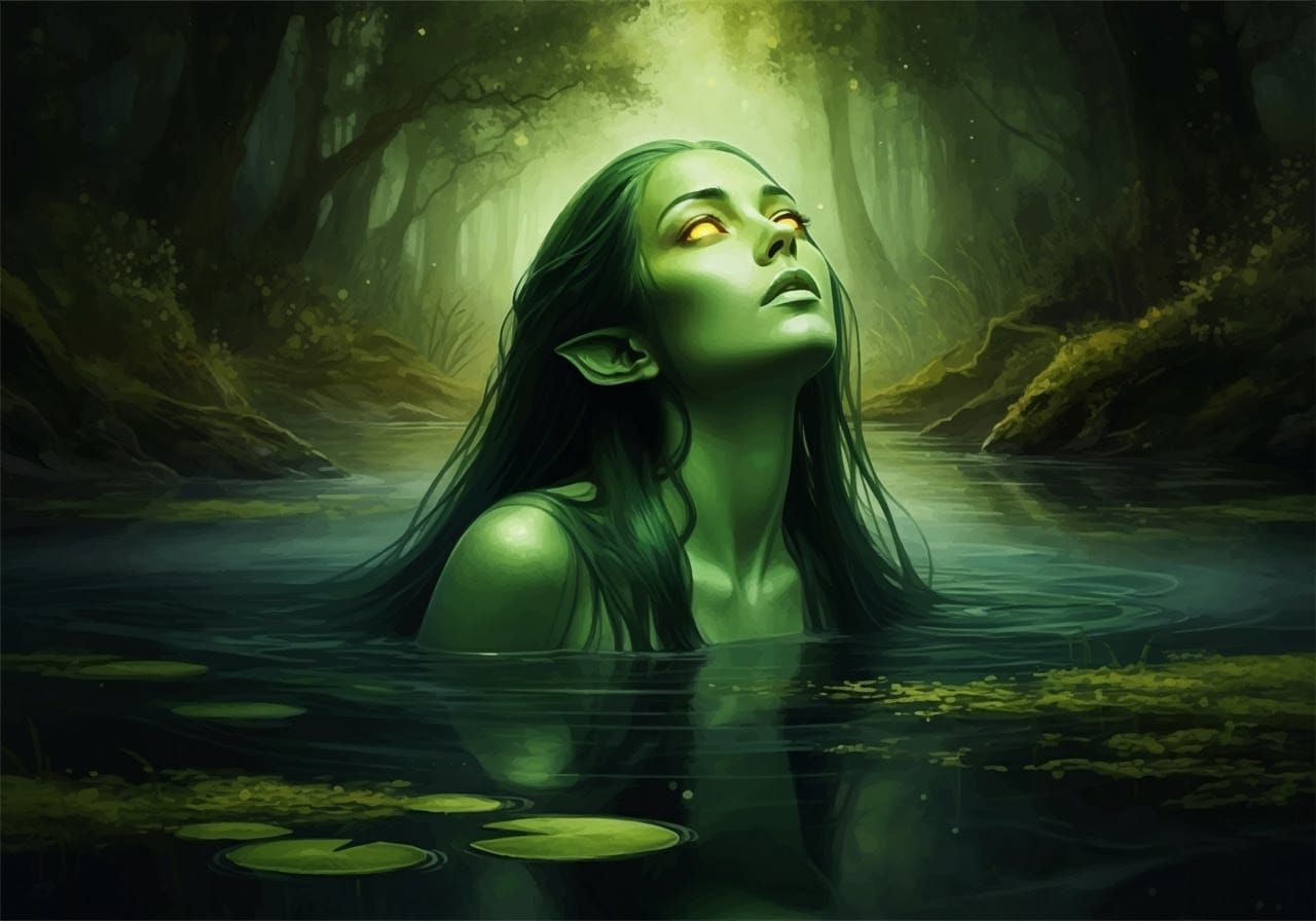 Emerging Enchantress in Impressionist Watercolor