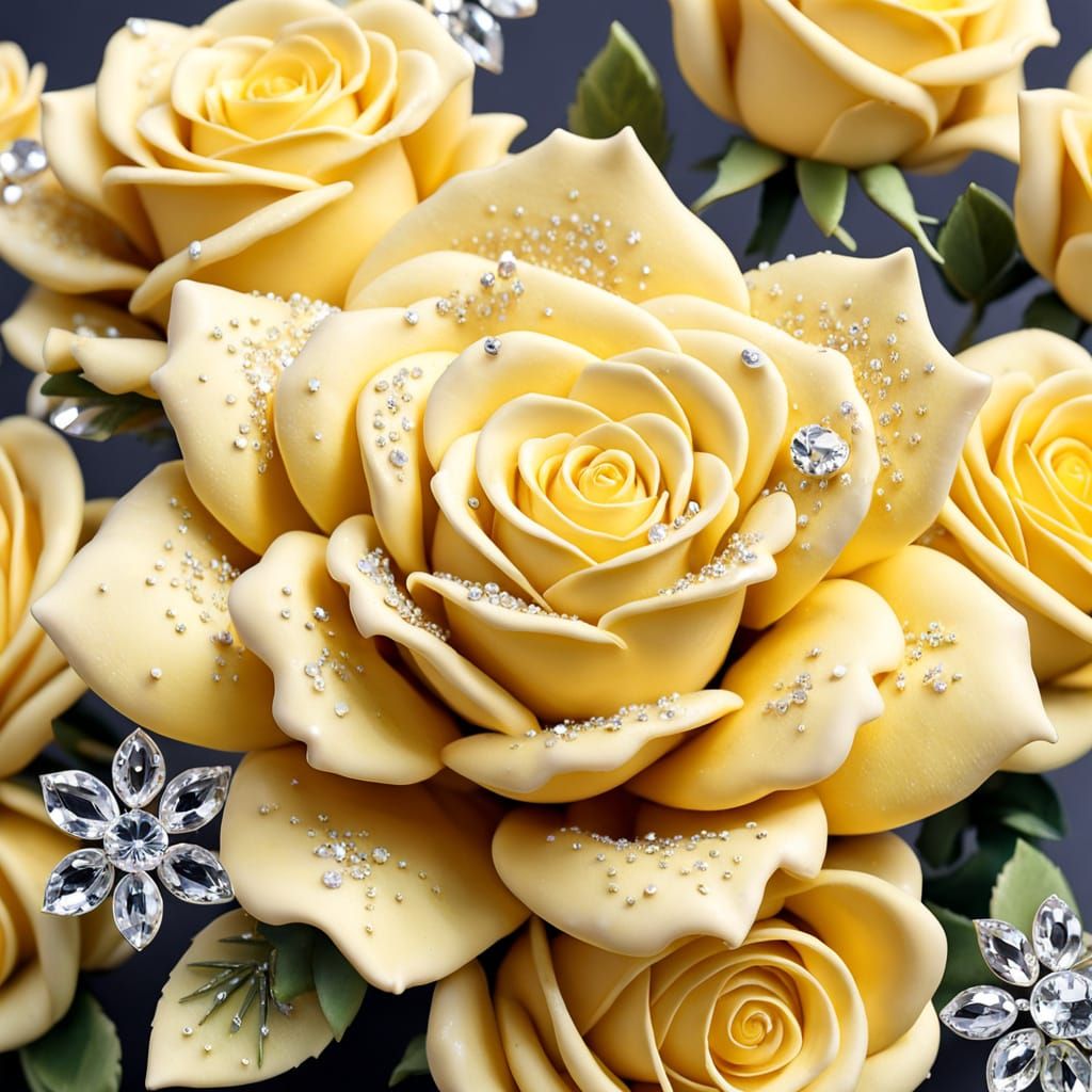 Yellow Sugar Rose with Crystalline Details