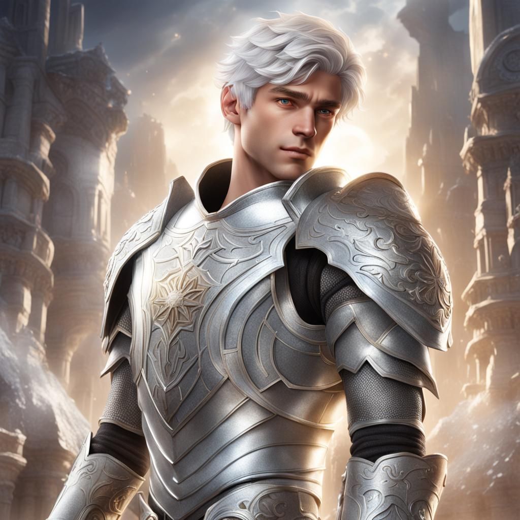 Hyperrealistic Teenage Air Being in Magical Armor