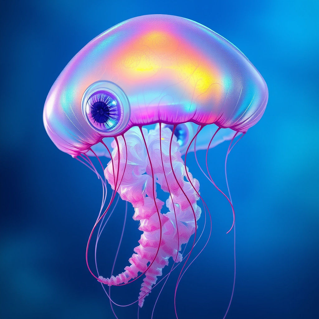 Iridescent Jellyfish in Underwater Realm
