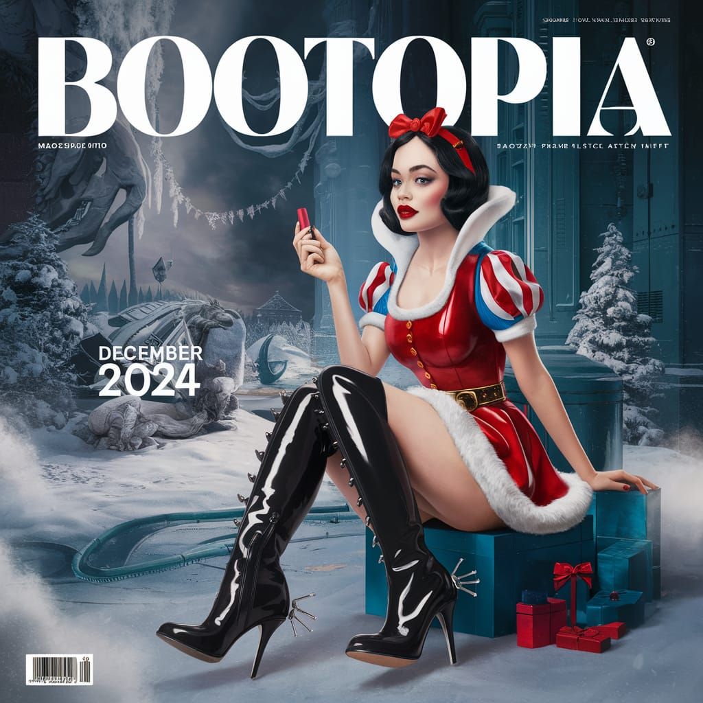 Snow White in Christmas Finery, Holding Lipstick on Bootopia...