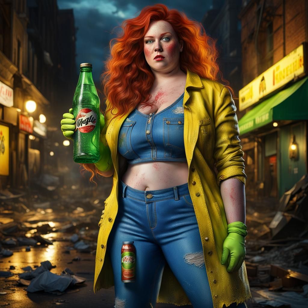 Plus-Sized Woman in Cityscape, 3D Game Cinematic