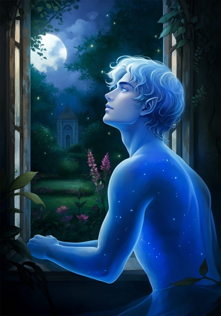 Mystical Moonlit Figure in a Haunting Manor