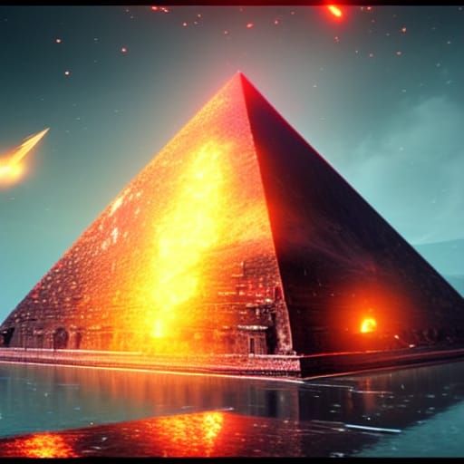 Illuminati Time Travel Pyramid in Dark Fantasy Style