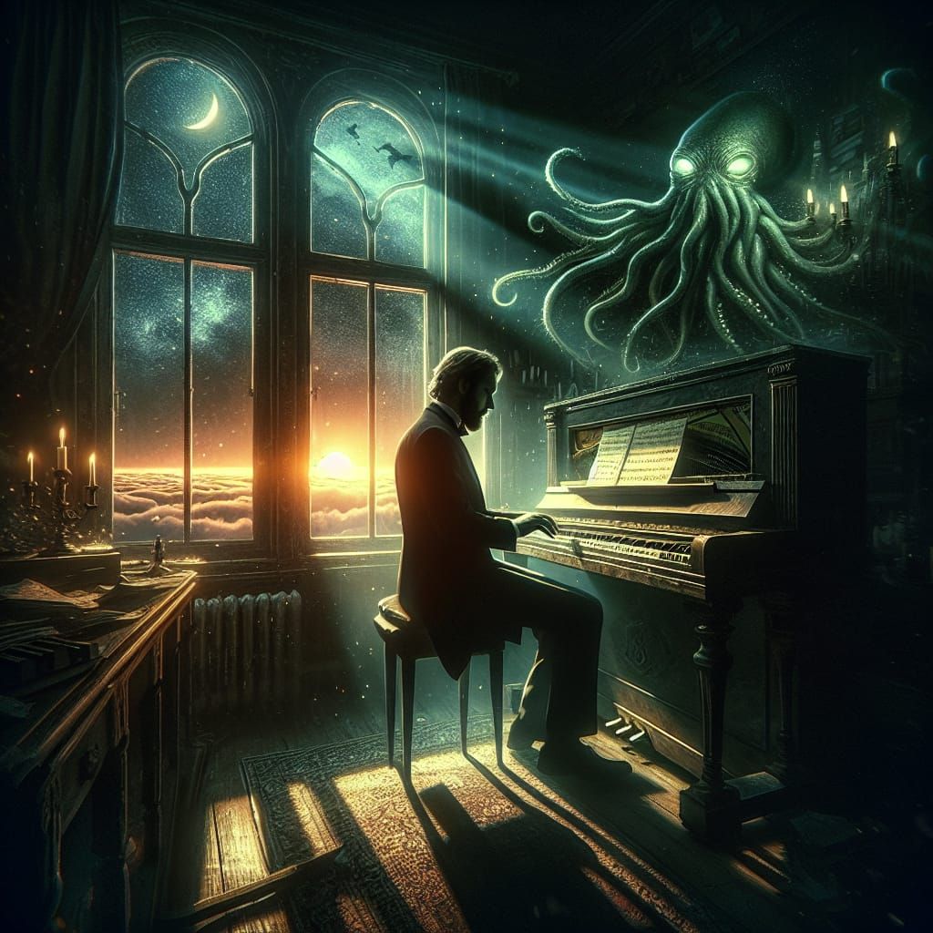 Man at Piano in Romantic Style