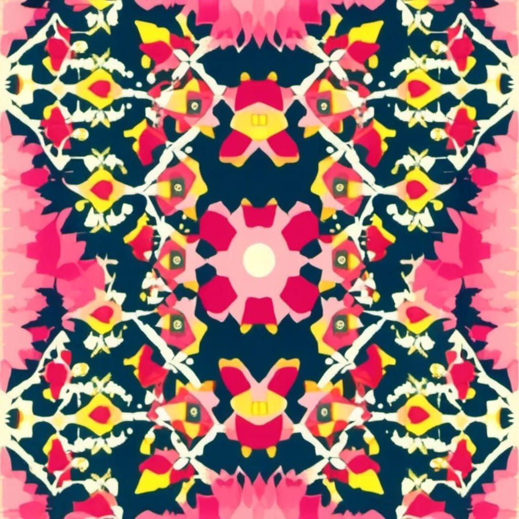 Pink Rose Fairy Kaleidoscope in Pop Art Style