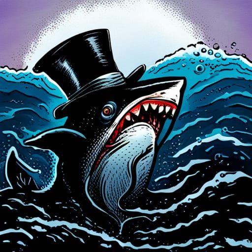 Cartoon Shark in a Suit, Comic Book Style