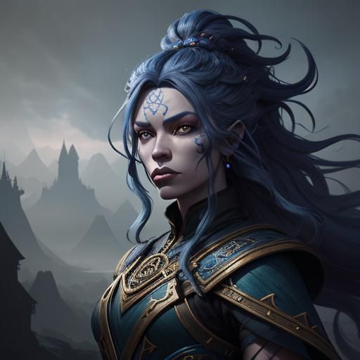 Fierce Wind Genasi in Detailed Matte Painting