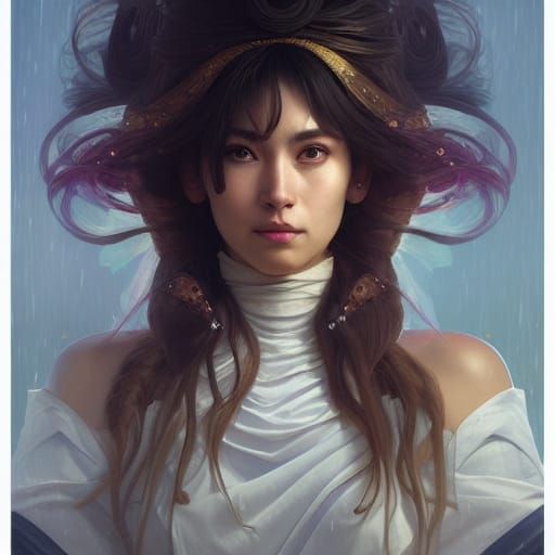 Divine Priestess Portrait in Art Nouveau Style