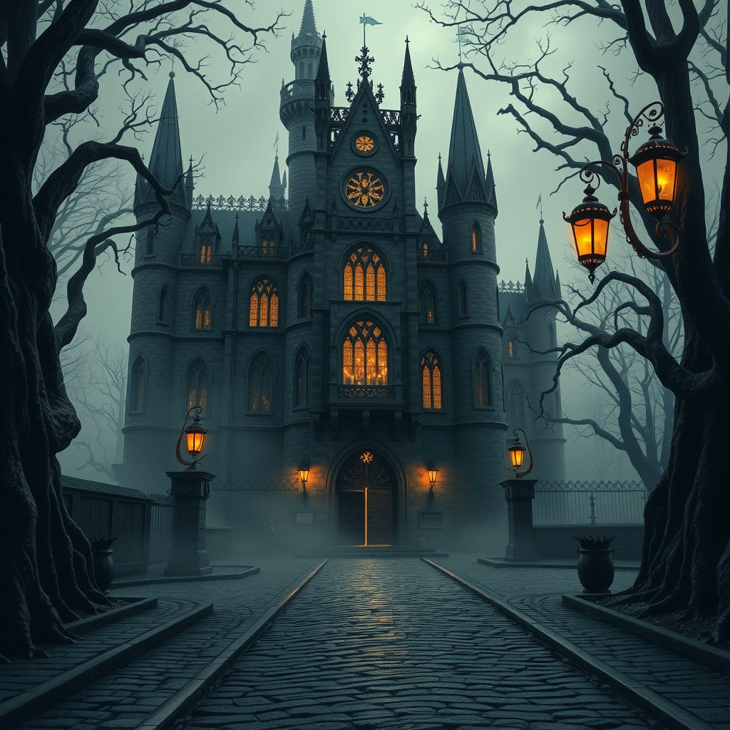 Mystical Medieval Castle in Dark Gothic Style