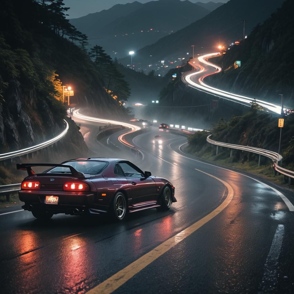 Toyota Supra and Nissan Skyline Night Race