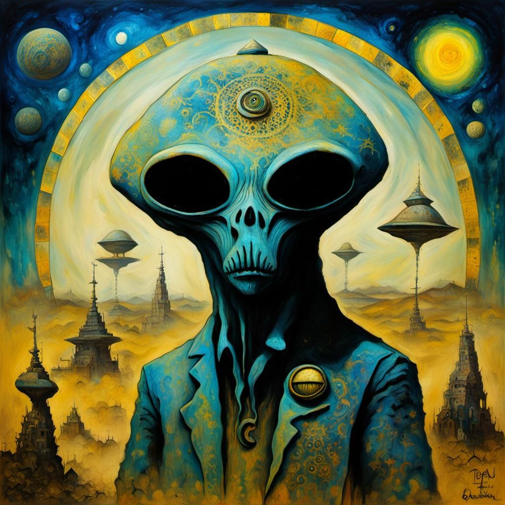 Alien UFO Over Nepal: Surreal Futurism