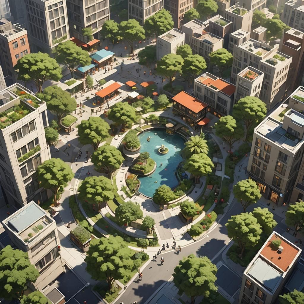 Tranquil Urban Oasis Concept Art